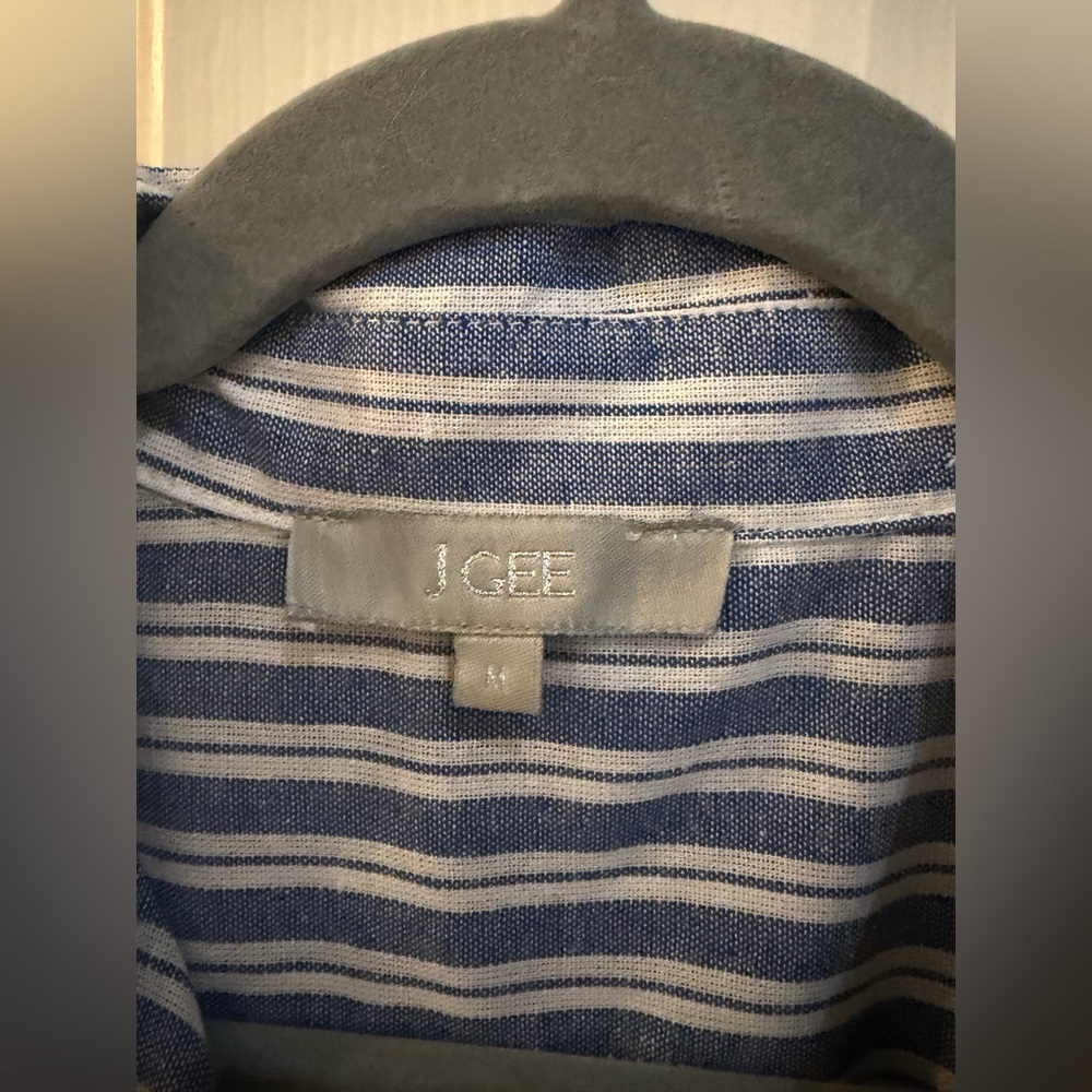 J. GEE Blue & White Striped Sleeveless Button Front Top | Size M Cotton Blend - Picture 4 of 8